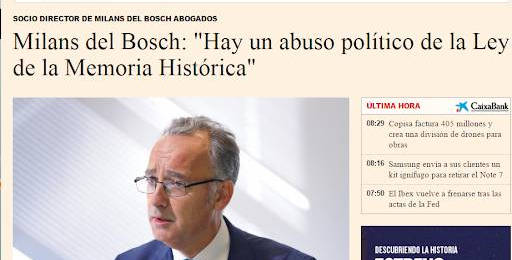 Santiago Milans del Bosch: “Hay un abuso político de la Ley de la Memoria Histórica”