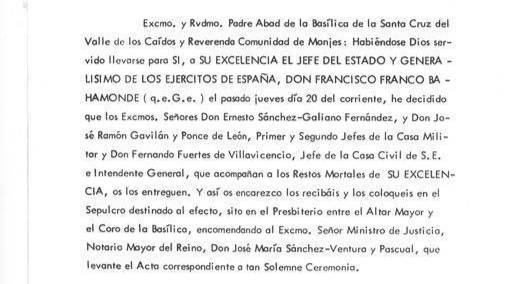 Juan Carlos de Borbón ordenó que se enterrara a Franco en el Valle de los Caídos