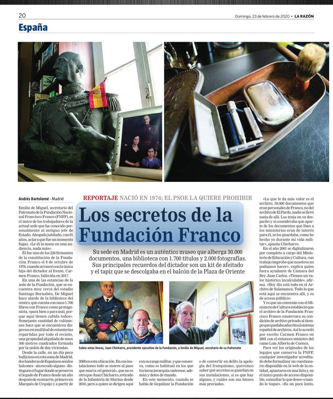 Los secretos de la Fundación Franco: Reportaje en la Razón sobre la FNFF