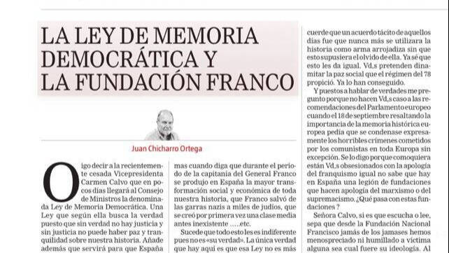 La Ley de Memoria Democrática y la Fundación Franco, por Juan Chicharro Ortega