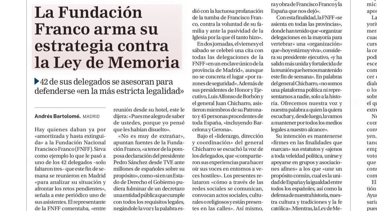 La Fundación Franco arma su estrategia contra la Ley de Memoria – La Razón