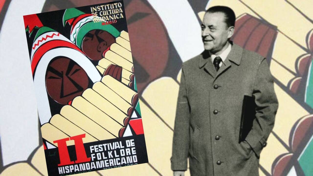 Presentación al Jefe del Estado de los participantes en el II Festival de Folklore hispanoamericano, por Blas Piñar