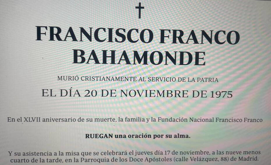 Misa por el eterno descanso de Francisco Franco