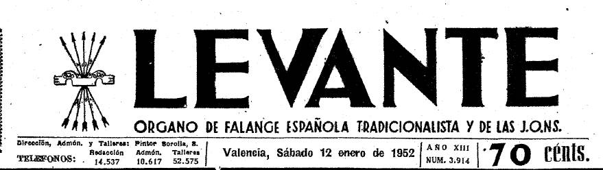 27-05-1952: Declaraciones de Francisco Franco al diario “Levante” de Valencia