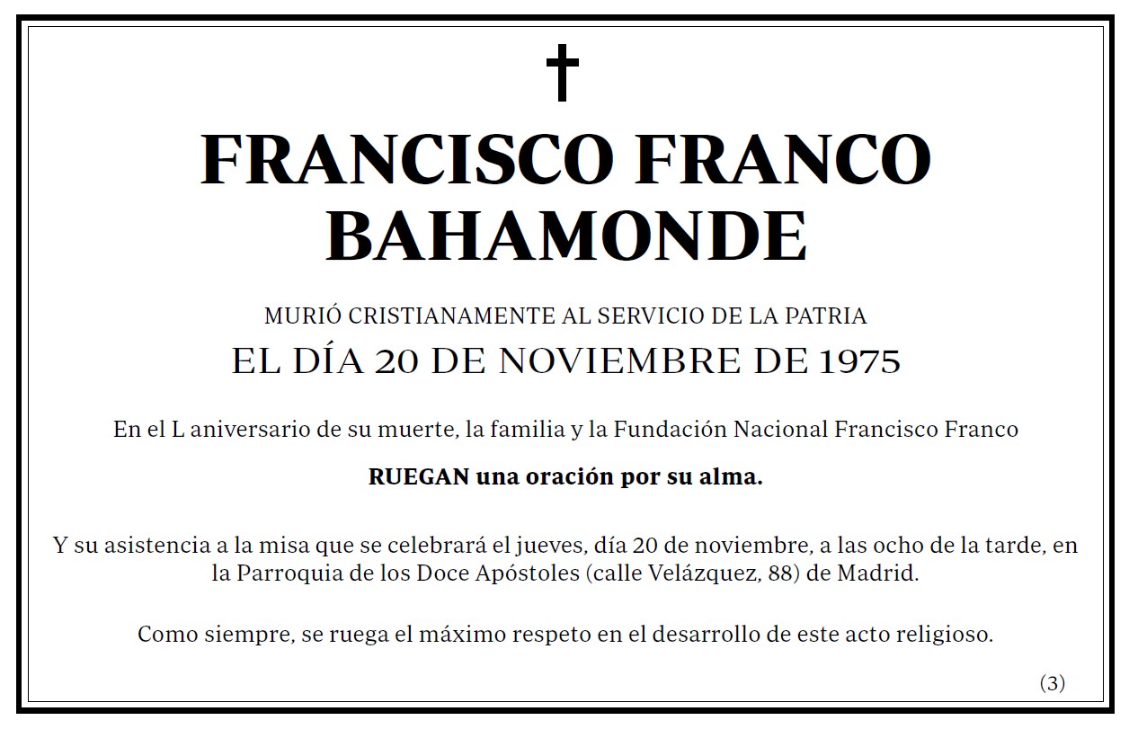 L Aniversario de la muerte de Francisco Franco